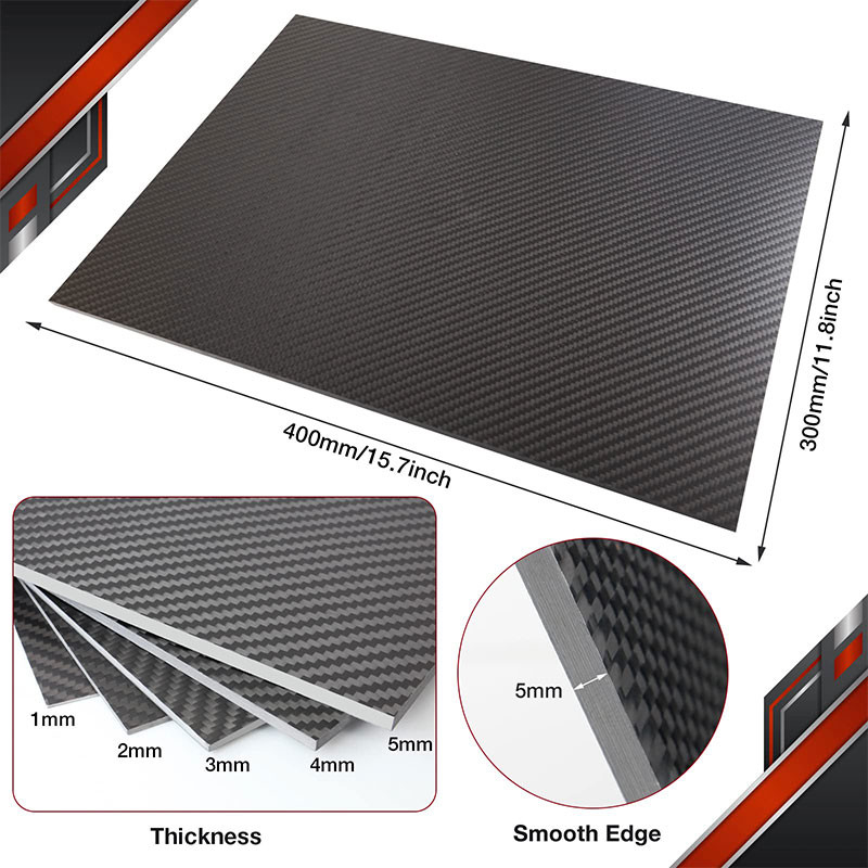 Twill Plain Glossy Matte Hard Carbon Fiber Sheet 1K 2K 3K Different Size