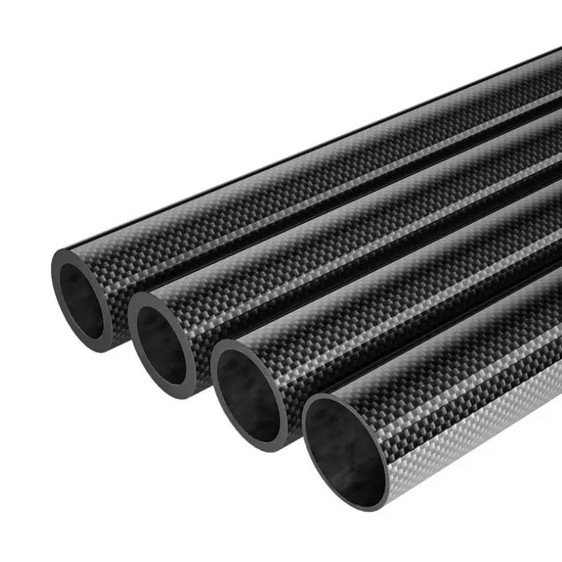 100% 3K Glossy Finish Carbon Fiber Pipe Tube Strong Corrosion Resistance