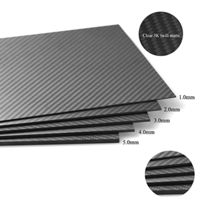 3K Carbon Fiber Plate Plain Twill Weave Matt / Glossy Surface Carbon Fiber Panel Sheet