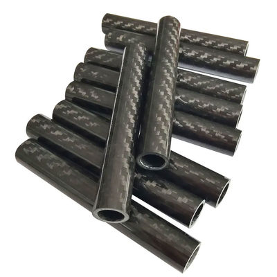 High Hardness 18mm (16mm) Woven Finish Roll Wrapped Carbon Fiber Tube with 5 - 500 mm Diameters and 0.3 - 50 mm Wall Thickness